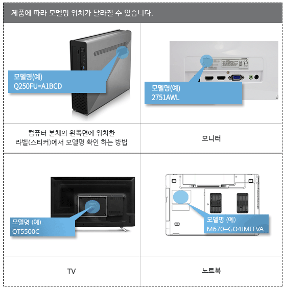 루컴즈 모델명 확인